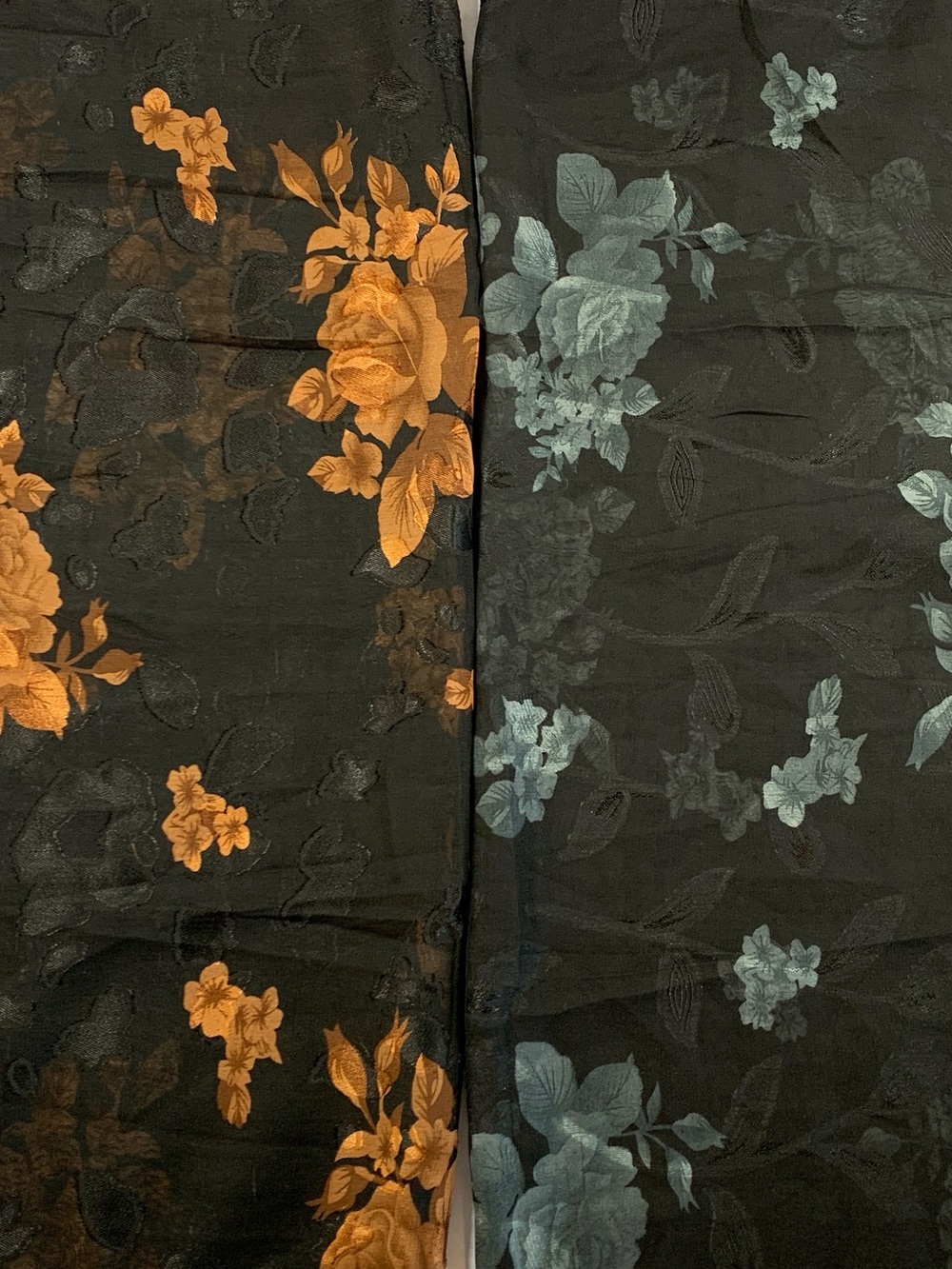 Vintage 90s Silk Scarf Black Floral Rose Made In Italy Sheer Whimsigoth Grunge